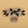 BERYUAN Crystal Rhinestone Hair Comb Handmade Rhinestone Crystal Beads Wedding Comb Teardrop Rhinestone Headpiece Rhinestone Side Comb for Wedding Women (black)
