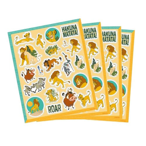 Unique The Lion King Birthday Party Supplies Favor Bundle Pack includes 8 Plastic Loot Bags, 8 Sticker Sheets with 160 Stickers, 24 Tattoos, 1 Dinosaur Sticker Sheet