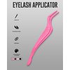 KHADMI IMPEX Eyelash Applicator Tool in Leather Case -Best Lash Cluster Applicator-with Stainless Steel Curved Design Lash Applicator Use for Wisps Lashes(Baby Pink)