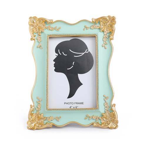 SIKOO Vintage Picture Frame 4x6 Antique Ornate Picture Frame Green Unique Photo Frame, Tabletop and Wall Hanging Display with High Definition Glass Front,Wall Decor Art, Photo Gallery(Green)