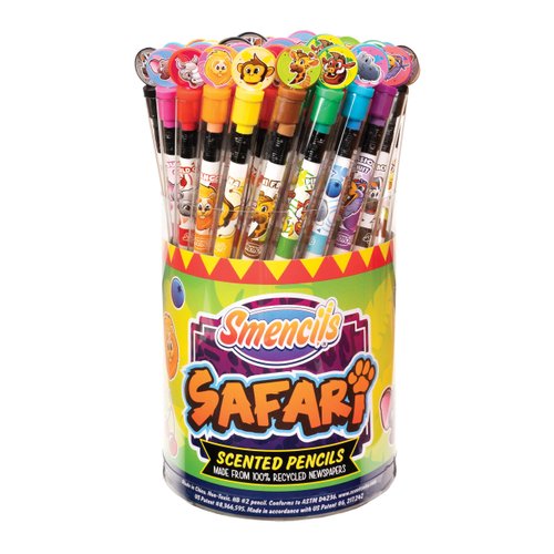 Safari Smencils Cylinder - HB #2 Patented Gourmet Scented Pencils, 50 Count, Gifts for Kids, Classroom Rewards, Party Favors, Stuffers