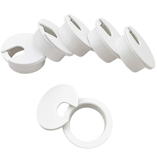 6pcs Desk Grommet 1-3/8 inch Plastic Wire Cord Cable Grommets Hole Cover for Office PC Desk Cable Cord Organizer (White)