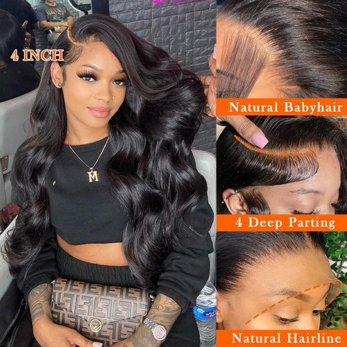 28 Inch Body Wave Lace Front Wigs Human Hair 13x4 HD Transparent Lace Frontal Wigs Human Hair 180% Density Glueless Wigs Human Hair Pre Plucked With Natural Hairline Baby Hair Wigs For Black Women