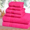Belizzi Home Ultra Soft 6 Pack Cotton Towel Set, Contains 2 Bath Towels 28x55 inch, 2 Hand Towels 16x24 inch & 2 Wash Coths 12x12 inch, Ideal Everyday use, Compact & Lightweight - Hot Pink