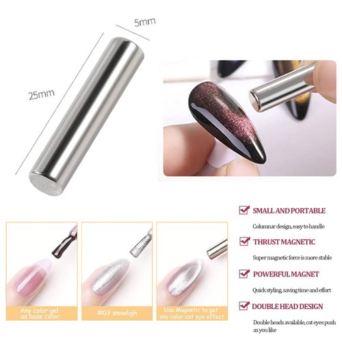 SILPECWEE 6Pcs Nail Magnet 3d Cat Eye Magnet for Nails Dual-Ended Magnetic Stand Nail Polish Pens Nail Design Tools Nail Art Accessories for DIY& Salon