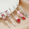 5PCS Valentine's Day Bobby Pins Red Sweet Love Heart Hair Barrettes Pink Heart Hairpins for Women Enamel Glitter Rhinestone Love and XOXO Slide Barrettes Styling Hair Accessories