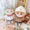 niannyyhouse 7.8in/20cm Plush Doll Clothes Hat Button Sweater Denim Flanging Jeans Doll Dressup (White+Brown)