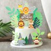 Jungle Safari Animal Cake Toppers, Wild One Animals Cake Decorations with Monkey Giraffe Lion Elephant Figurines, for Baby Shower Birthday Jungle Theme Party Supplies