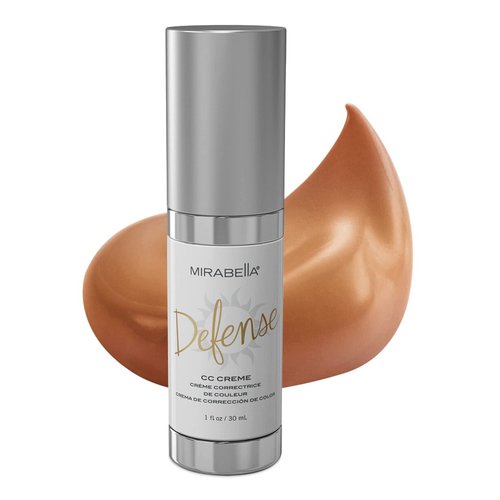 Mirabella Defense CC Creme Full Coverage Foundation with SPF 20, CC Cream Foundation with Sunscreen & Hyaluronic Acid, Oil Control with Salicylic Acid - Dark
