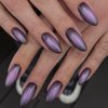 GLAMERMAID Black Pink Ombre Press on Nails Medium Almond, Purple Aurora Fake Crush Nails, Glossy Gel Glue on Nails Short Oval Stick on Blush Nail Set, Glitter Acrylic Stiletto False Nail Kit for Women