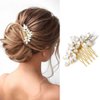 Unicra Gold Rhinestone Bride Hair Comb Bridal Wedding Hair Piece Crystal Hair Accessories for Women and Girls (Gold)