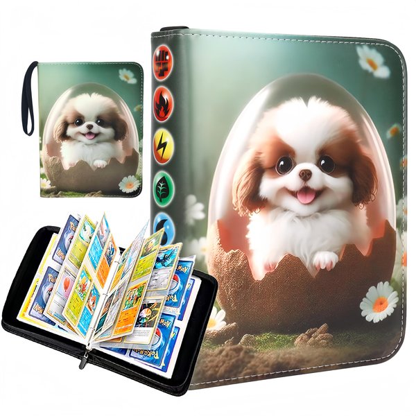 KUKEJCM Trading Card Binder，4 x 4 pokemon card binders，Football Basketball Baseball Sports Card Binder，Compatible for Pikachu 4 Pocket pokemans Card Binder，animal card collector binder.