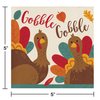 Creative Converting Thanksgiving Turkey Beverage Napkins, 5" x 5", Burgundy, Orange, Green, and Ivory