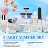 AZUREBEAUTY Dip Powder Nail Kit, Summer Aquarius White Navy Blue Glitter 4 Colors Acrylic Dipping Powder Liquid Set with Base/Top Coat Activator for French Nail Art Manicure DIY Gift for Women