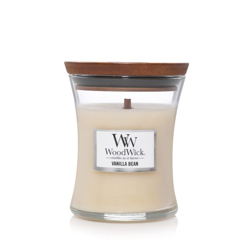 WoodWick Medium Hourglass Candle, Vanilla Bean - Premium Soy Blend Wax, Pluswick Innovation Wood Wick, Made in USA