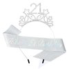 Ondder Silver 21st Birthday Sash and Tiara Shiny Birthday Crown and Sash Kit 21st Birthday Star Headband 21st Sparkly Rhinestone Headband Birthday Party Decorations Gifts Party Favors Supplies for Girls