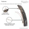 French Amie Oblong Silver Onyx Handmade 3.5 Inches Strong Grip Celluloid Silver Grey Onyx Automatic Hair Clip Hair Barrette - Long Lasting (Silver Onyx) by French Amie