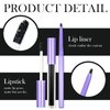DAGEDA Matte Liquid Lipstick, 2Pcs Lip Liner and Lipstick Set, Waterproof Long-lasting Matte Lipstick Makeup Set, Non-Stick Cup Velvety Lip Stain Lip Gloss, Halloween Makeup Lipsticks Set (Black)