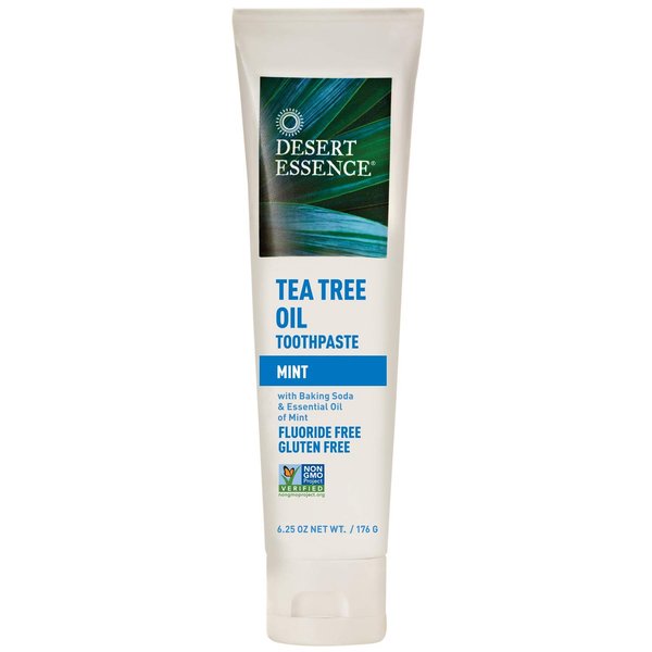 Desert Essence Tea Tree Oil Toothpaste - Mint - 6.25 Oz - Refreshing Taste - Deep Cleans Teeth & Gums - Helps Fight Plaque - Sea Salt - Pure Essential Oil - Baking Soda - Promotes Healthy Mouth