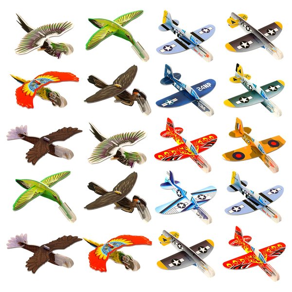 HAPTIME 60 Pcs Foam Airplanes Party Favors for Kids - Glider Planes, Paper Airplanes Kit for Ages 3-5, Bulk Toys, Goodie Bag Stuffers, Carnival Prizes in Bulk