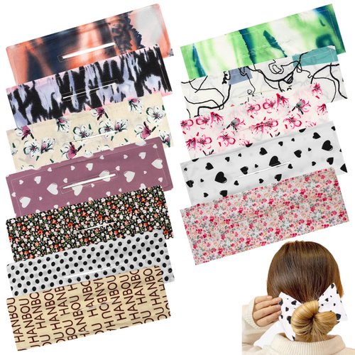 SUBANG 12 Pieces Colors Fashion Hair Bands Deft Bun Maker Cloth Maker Summer Headband Hair Twist Tool Hair Accessories for Women Girls