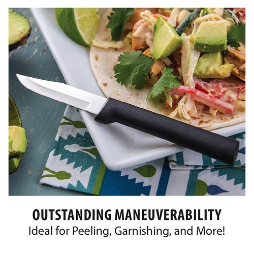 Rada Cutlery Peeling Paring Knife Stainless Steel Resin Made in the USA, 6-1/8 Inches, Black Handle