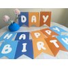 Runhiskii Blue and Orange Birthday Banner, Happy Birthday Banner Blue Orange Party Decorations for Boys, Kids Birthday Decoration Boys’ 1st Birthday Decor
