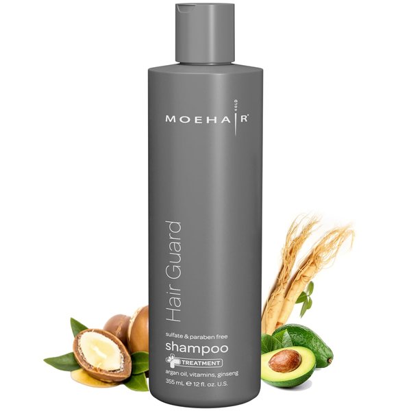 Moehair Hair Guard Shampoo 12 Fl Oz. Shampoo For Hair Loss Treatment | Vinegar, Apple Cider, Argan Oil And Ginseng Infused | Sulfate & Paraben Free Shampoo, Moisturizing Shampoo, Anti-Damage Shampoo.