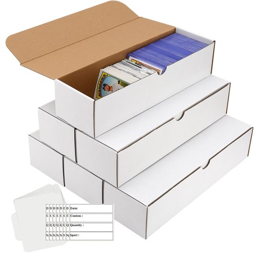 Card box 6 Pack-4800 Count,Trading card storage box with 20 Dividers&8 Labels,Card Organizer Corrugated Cardboard Storage,Card game storage for Baseball Cards,TCG/Magic/Mtg storage and Collection