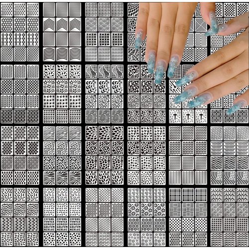 SONGJIE Nail Vinyls Stencils Nails Stickers Set, 96 Designs 288 Pcs Sheets Cute Easy Nail Art Dec...