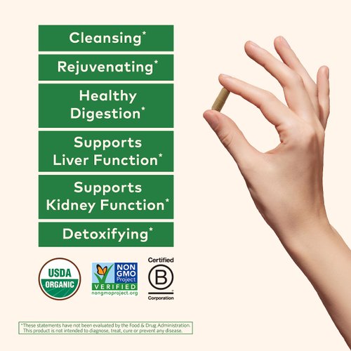 Organic India Liver Kidney Herbal Supplement - Detoxify & Rejuvenate, Supports Healthy Liver & Kidney Function, Vegan, Gluten-Free, Kosher, USDA Certified Organic, Non-GMO - 90 Capsules