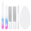 6 Pcs Glass Nail File and Nail Shiner Set includes 2 Manicure Pedicure Glass Nail File 1 Cuticle Trimmer 2 Nano Finger Nail File 1 Nano Foot Scrubber Callus Remover Foot Care Pedicure (Blue Purple)