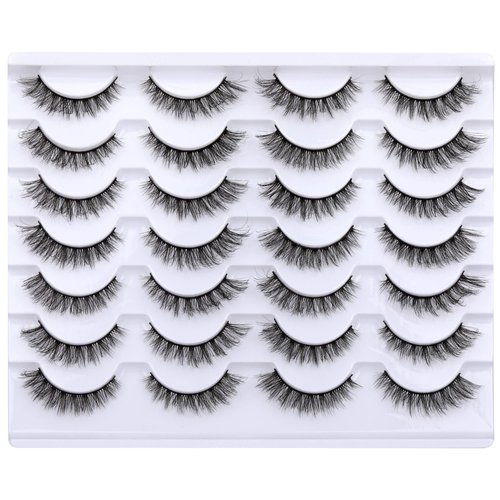 Newcally Cat Eye Lashes Natural Look False Eyelashes Short Wispy 3D Fluffy Fake Eye Lashes Pack 14 Pairs