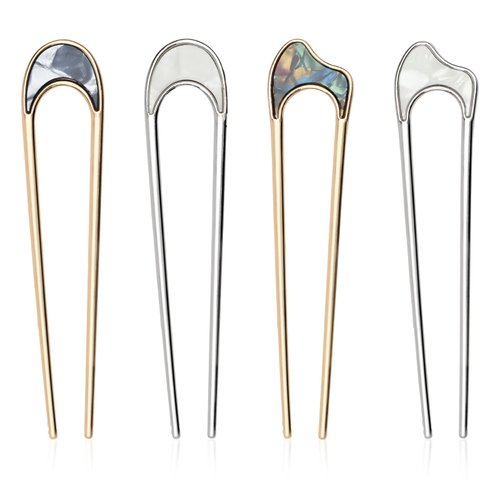 4 Pcs Metal U Shaped Hair Pin Stick French Hair Pin Vintage Metal Hair Fork Elegant Hair Pins for Buns French Twist Hair Tool for Updo Bun Women Girls Hairstyle Hair Accessories