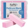 ForPro Professional Collection Pink Pedicure Block, 100/180 Grit, Three-Sided Pedicure Nail Buffer, 3.75” L x 1” W x 1” H, 15-Count