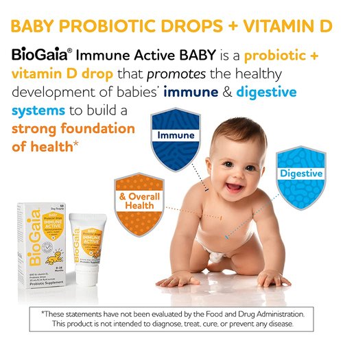 BioGaia Protectis Immune Active Baby | Probiotic + Vitamin D | Promotes The Development of Healthy Immune & Digestive Systems in Babies & Infants | 50 Day Supply