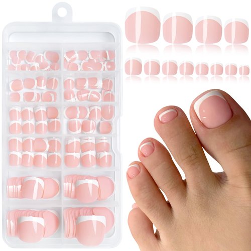 Lifextol 240pc Press on Toenails for Women Toe Press on Nails French Tip Toe Nail Press ons with Adhesive Tabs, Glue on Fake Toe Nail Tips False Acrylic Toenails Press ons Artifitial Fake Toenails-B