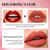 HOSAILY 3 Colors Peel Off Lip Stain Set, Tattoo Magic Color Matte Nude Lip Gloss Lip Tint, Long Lasting Waterproof Liquid Lipstick Tinted Makeup, Nonstick Cup Lip Stain for Women Girls(02+03+06)