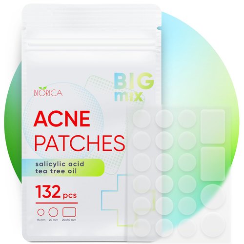 BIORICA Pimple Patches for Face with Tea Tree Oil. Hydrocolloid Acne Pimple Patches. Blemish Patches, Acne Dots, Pimple Stickers, Acne Patch and Pimple Patch