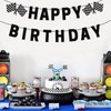 Race Car Birthday Banner, Pre-Strung Black Happy Birthday Banner, Race Car Party Birthday Decorations for Boys, Racing Themed Birthday Party Decorations, Let’s Go Racing Party Supplies