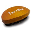 Terrilee Palm Wave Brush for Men 360 -Beech & Medium Hard Boar Bristle Wave Brush - Curved Wave Brush for Men 360 Wave Brush for Black Men - Wave Hair Brush Palm Wave Brush 360 (Light brown)