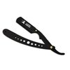 Classic Samurai New Ergonomic Design Stainless Steel Professional Folding Straight Edge Barber Razor Shavette Manual Shaver with 100 Lord Single Blades (Matte Black + 100 Lord Blades)