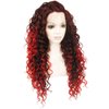 Ebingoo +Wig Cap Omber Red Black Lace Front Wig Ombe Wine Red Curly Lace Front Wig Long Curly Lace Front Wig Free Part Synthetic Wig Burgundy Lace Front wigs Red Wig for Women Party Halloween