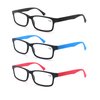 MODFANS Reading Glasses Men Women 1.0 Strength Readers Eyeglasses Square Matte Comfort Feel Spring Hinge 3 Pack Mix Color Black Red Blue