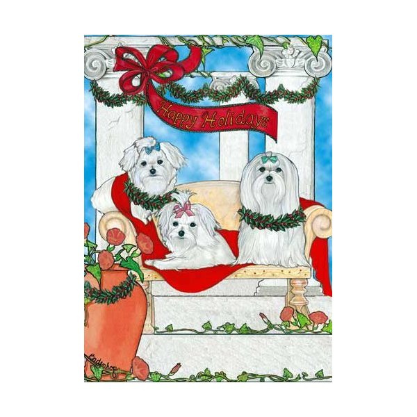 Pipsqueak Maltese Christmas Cards : 10 Holiday Cards with Red Envelopes - ADORABLE!