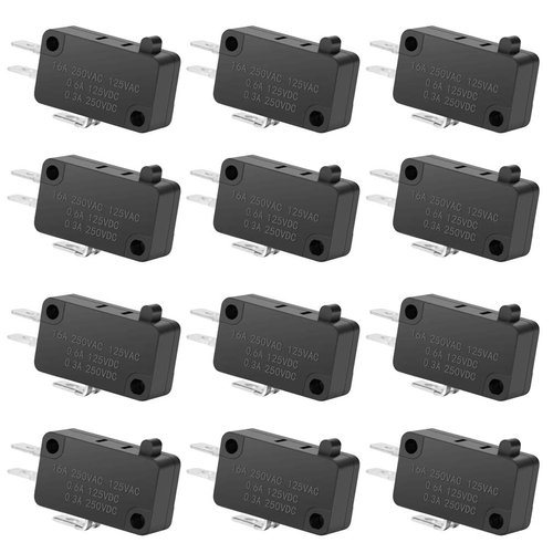 125V/250V 16A SPDT Snap Action Button Micro Limit Switch for Microwave Oven Door Arcade KW3 by MUZHI(12Pack)