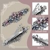 Teaaha 2 PCS Elegant Hair Clips Rhinestones Hair Barrettes for Women Thick Hair Sparkly Glitter Fashion Flowers Hairpin French Style Vintage Hair Accessoires for Women and Girls