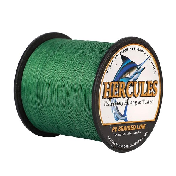 HERCULES Super Strong 1000M 1094 Yards Braided Fishing Line 20 LB Test for Saltwater Freshwater PE Braid Fish Lines 4 Strands - Green, 20LB (9.1KG), 0.20MM