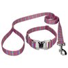 Country Brook Design - Bubblegum Pink Plaid Premium Dog Collar & Leash - Small