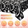 Tudomro 3 Pack 2000s Tablecloth Decoration Cholo Party Table Cover 90s Table Covers Heart Early Plastic Disposable Rectangle Table Decoration for Birthday Party Supplies, 54 x 108 Inches(Black)